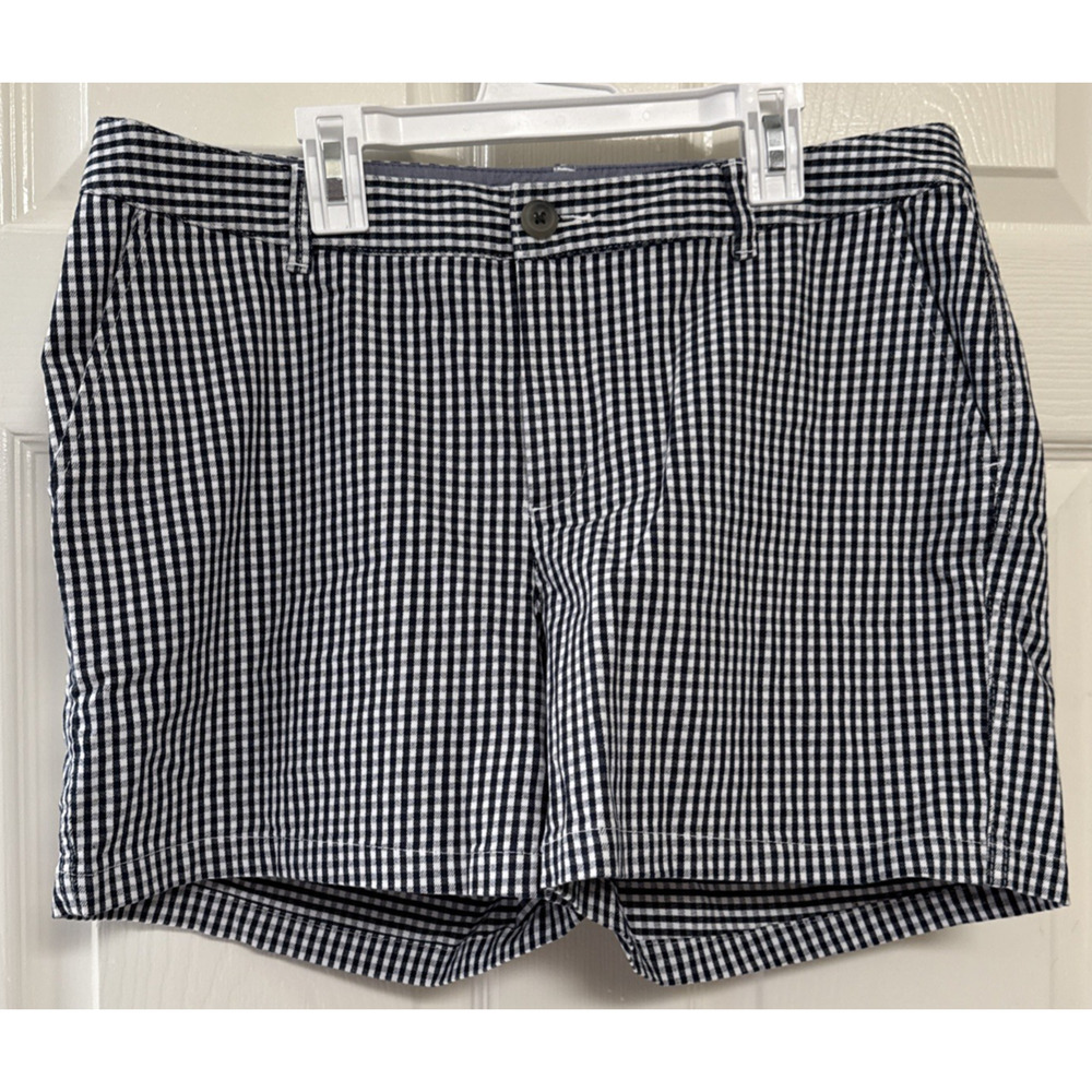 Black White Gingham Mid Rise Casual Amazon Essentials Shorts Womens Size 10